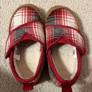 Toms Red plaid bedroom slippers